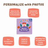 Peek-A-Photo baby’s first lift-the-flap storybook album with family photos inside flaps