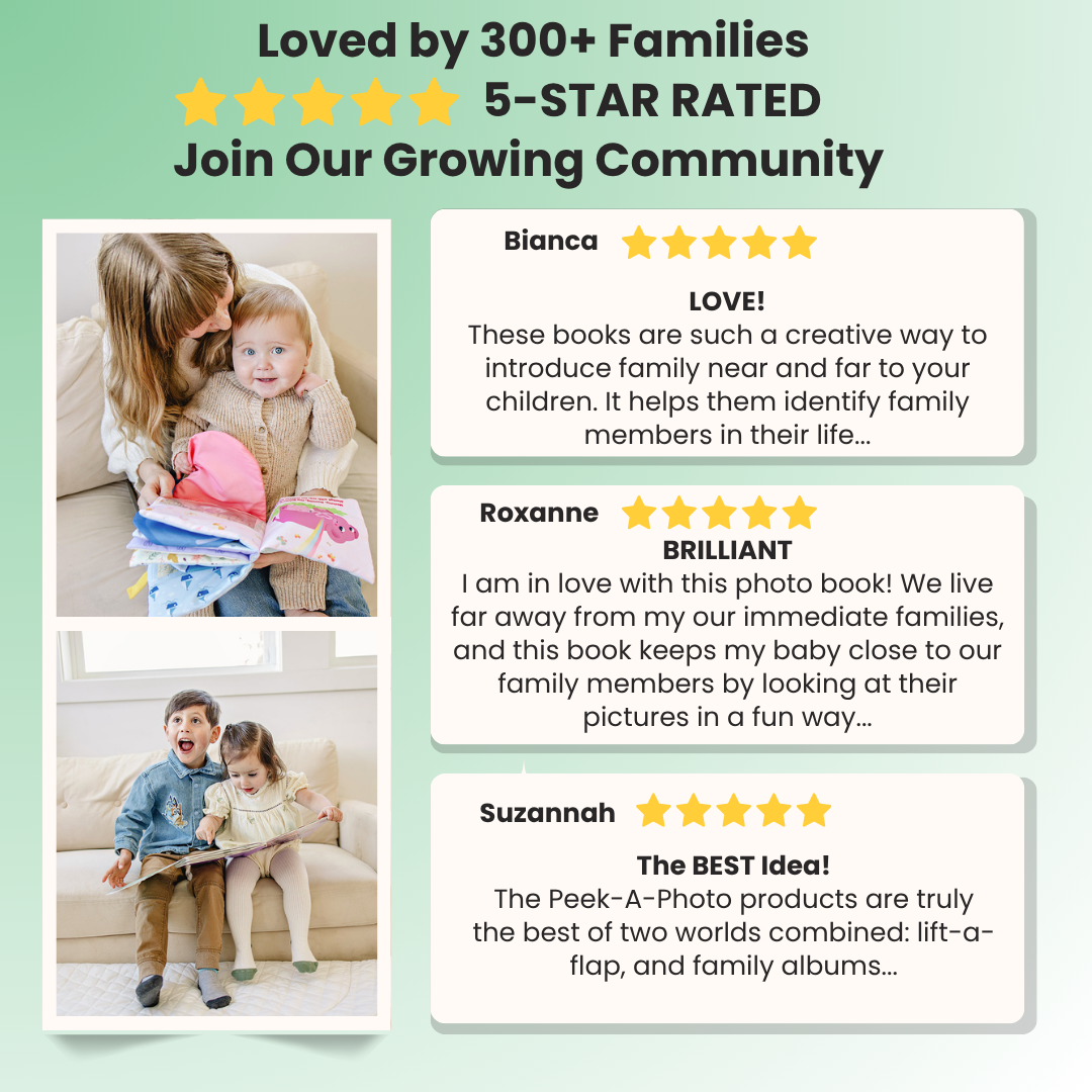 Customer's 5 star reviews for Peek-A-Photo storybook albums