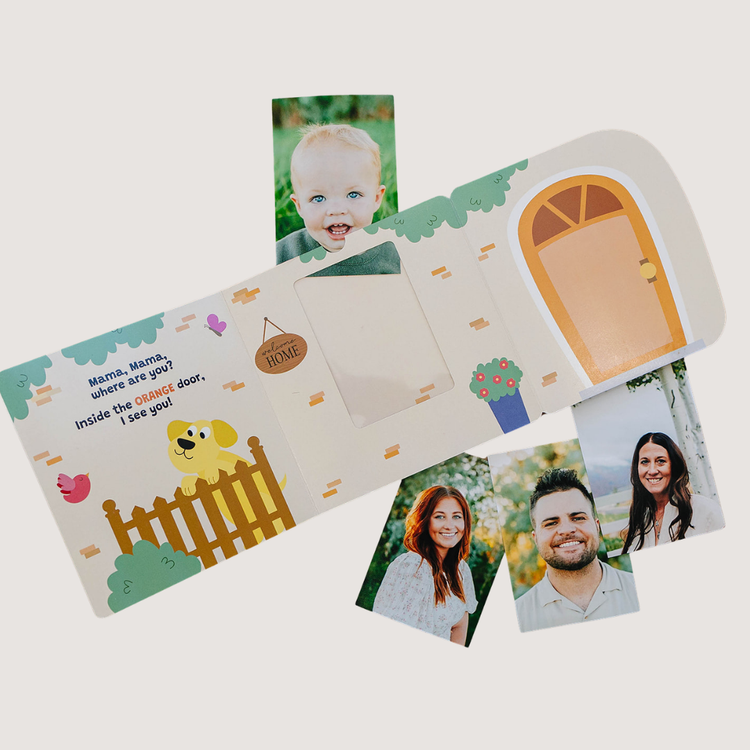 Interactive family photo album for babies and toddlers
