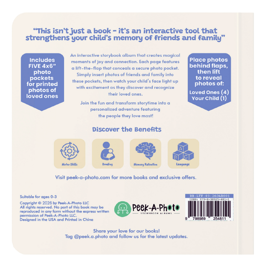 Personalized lift the flap baby photo board book for babies and toddlers